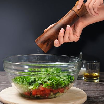 Conjunto de 2 8 " Acacia de madera de sal y pimienta de molienda Conjunto con ajuste de cerámica de molienda de mecanismo