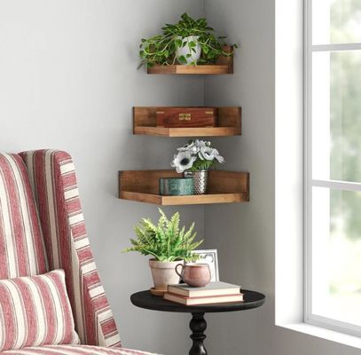Gran cantidad de libros modernos de 3 piezas de madera sólida Fotos Estante de pared Estante flotante ajustable