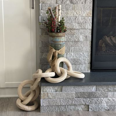 Madera de pino decorativa grande para interiores y exteriores 8 cadena de enlace para estantes técnica personalizada