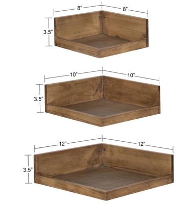 Gran cantidad de libros modernos de 3 piezas de madera sólida Fotos Estante de pared Estante flotante ajustable
