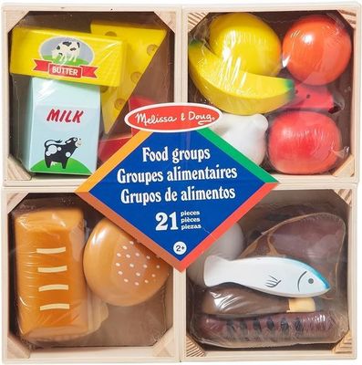 Niños de madera Finge juegos de roles Conjuntos de comida 21 piezas y 4 cajas Color de madera de pino