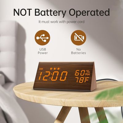 Ambiental Marrón 3 Configuración de alarma de madera multifunción electrónica LED pantalla de tiempo Reloj alarma