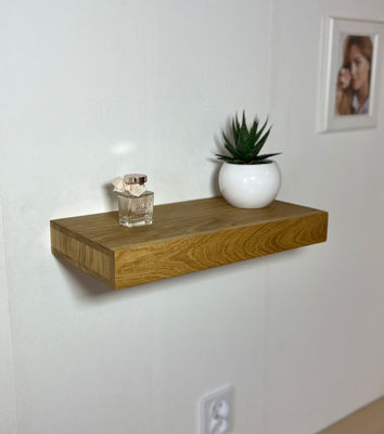 Estante de compartimiento secreto flotante Descripción para organizar objetos de valor en roble rústico