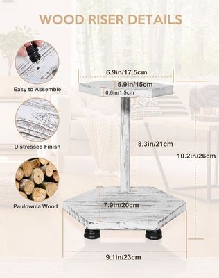 2 capas de pantalla hexagonal de madera elevadora bandeja de la granja blanca para la cocina y el baño