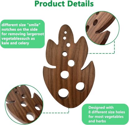 OEM/ODM Acceptable Exfoliador de hierbas de bambú para despojar de la col rizada de la col rizada 8 agujeros