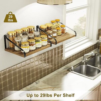 Conjunto moderno de 2 estanterías flotantes de pared de madera rústica L16.5 X W12 pulgadas
