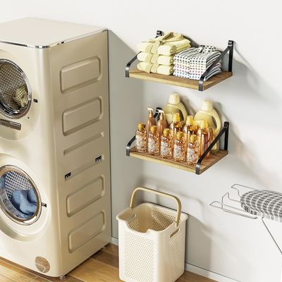 Conjunto moderno de 2 estanterías flotantes de pared de madera rústica L16.5 X W12 pulgadas