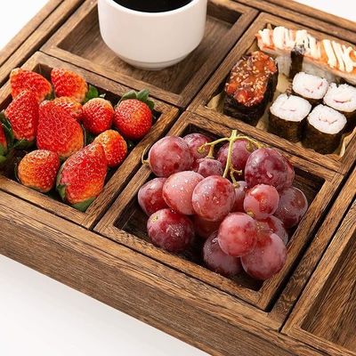 Conjunto de 7 bandejas de madera de acacia estilo rústico con mango y muestra gratuita