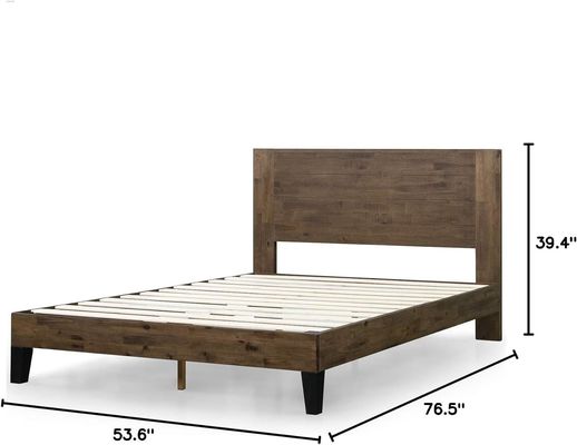 Cuadro de cama de plataforma de madera de pino de gran cantidad con cabecera y soporte de pizarra de madera