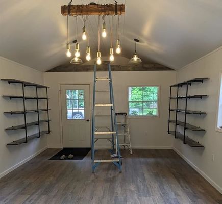 Estante de tubería de hierro de pared industrial de madera para bricolaje Estante de escritorio abierto Estante de libros de cocina