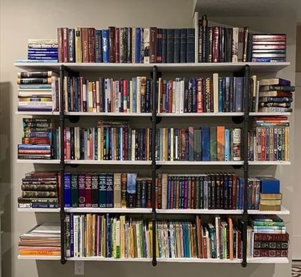 Estante de tubería de hierro de pared industrial de madera para bricolaje Estante de escritorio abierto Estante de libros de cocina