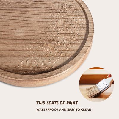 Impresión de serigrafía bandeja decorativa redonda de madera de 10 pulgadas organizador de madera para el mostrador del baño
