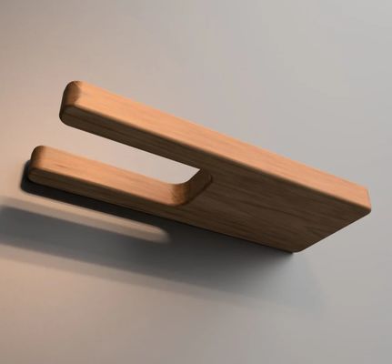 Portapapel higiénico de montaje de pared de madera sostenible con estante de madera de superficie adicional