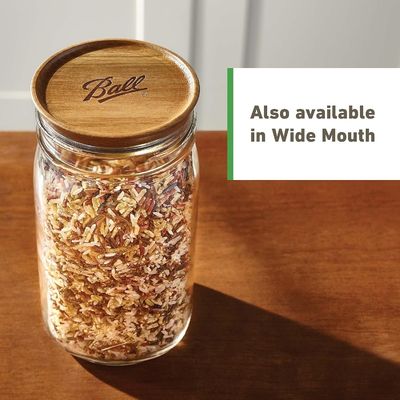 Capaz de cubrir un frasco de bolas de madera con tapa de bambú de color natural