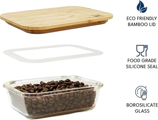 Puertas de bambú funcionales y modernas Conjunto de almacenamiento de alimentos de vidrio para la organización de la sala de estar