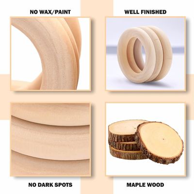 Espacio interior y exterior 50 mm Anillos de madera lisa Círculos de madera sin terminar