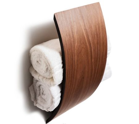 Estante de toallas de madera con logotipo personalizado y diseño multifuncional