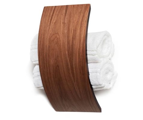 Estante de toallas de madera con logotipo personalizado y diseño multifuncional