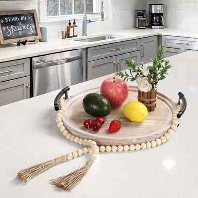 bandeja redonda de madera de color simple para el plato de cocina moderna