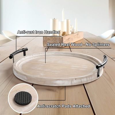 bandeja redonda de madera de color simple para el plato de cocina moderna