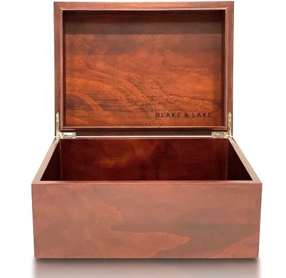 Caja decorativa de recuerdos de madera con tapa Impresión de madera Manipulación Estampado