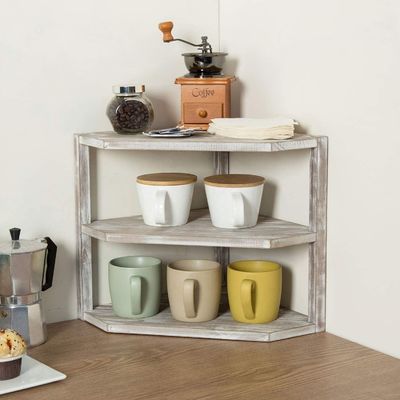 Recaudador de esquina de cocina de madera 3 capas Organizador de almacenamiento para artículos de cocina