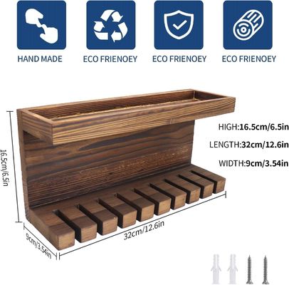 Conveniente organizador de almacenamiento de cinturón de madera con estantes dobles de material de nuez y haya