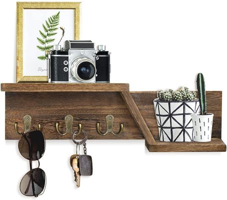 Estante colgante plegable montado en pared de madera rústica de dos niveles para decoraciones para el hogar
