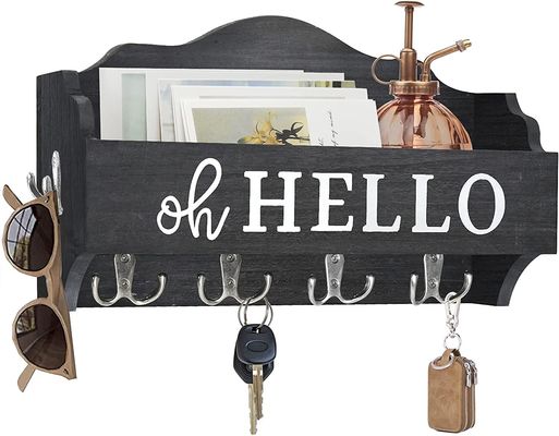 Estante colgante plegable montado en pared de madera rústica de dos niveles para decoraciones para el hogar