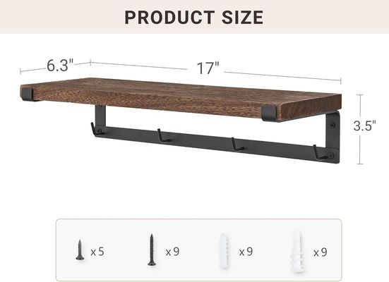 Estantes flotantes de madera sólida Accesorios de barras de café para estanterías de pared en la cocina de los niños