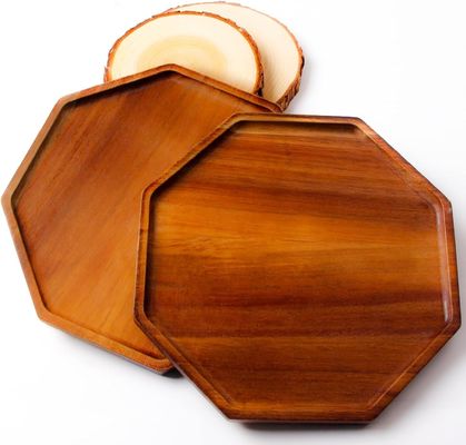 Se aceptan bandejas y bandejas de madera de acacia con un diseño de mango ranurado fácil de transportar