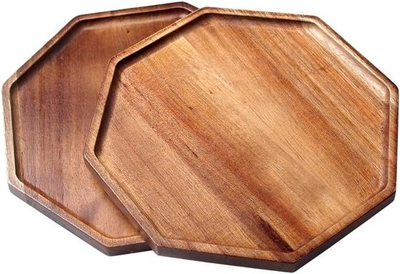 Se aceptan bandejas y bandejas de madera de acacia con un diseño de mango ranurado fácil de transportar
