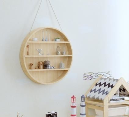 Estantes de madera rústica de 2 niveles flotantes montados en pared para muebles de hogar de latón moderno