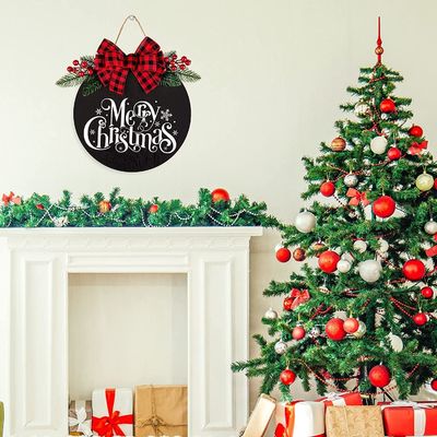 Signo de madera para la puerta de entrada Feliz Navidad Bienvenida Signo de madera de madera sólida