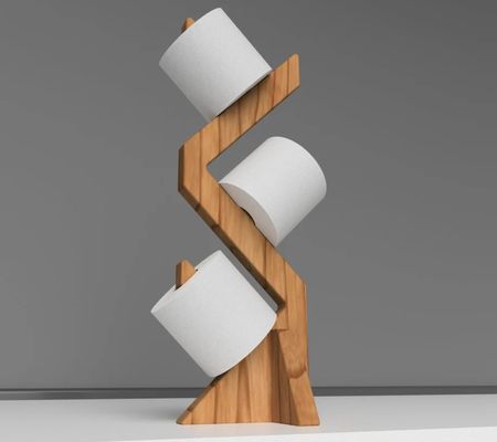 Estante de madera de doble nivel para soporte de papel higiénico elegante y funcional