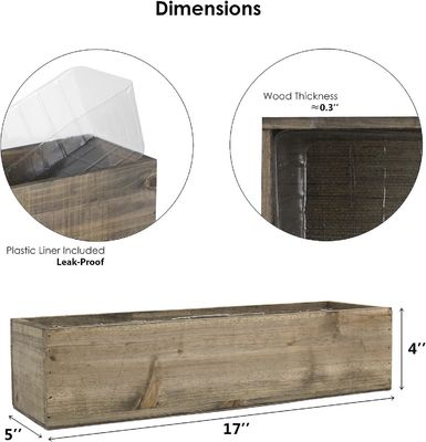 Otros objetos de arte de regalo de lujo Rustico Caja de plantación de madera marrón con forro de plástico extraíble