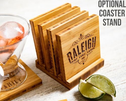 Camisetas con soporte opcional hechas de bambú, haya, nuez, roble, MDF o pino