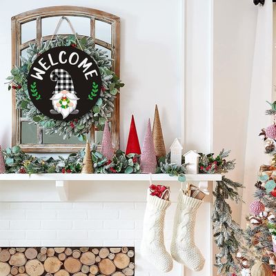 DIY Navidad Sublimación Colgando Artesanía de madera círculos redondos Marco de la pared Signo Decoración en blanco