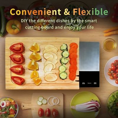 Tabla de corte inteligente de bambú multifuncional 8 en 1 sistema de preparación de comidas cuadrado