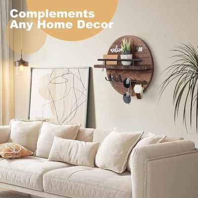 Organizador de llaves de madera redonda y portacorreo para la entrada Sala de baño Cuarto de cocina de pasillo