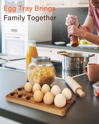 Caja de huevos de madera maciza bandeja de madera para huevos diseños personalizados y marca personalizada