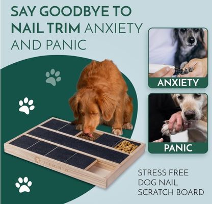 Caja de rasguño de uñas de perro de madera OEM con divisor de alimentos