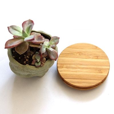 Capa de madera de bambú de forma redonda personalizada para portavelas de vidrio Jar Jars y anillo de silicona