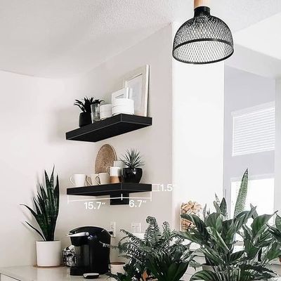 Conjunto de 2 estanterías flotantes de madera de estilo rústico para una exquisita decoración del hogar