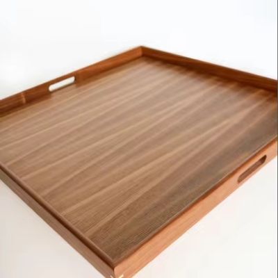 Rectángulo de madera de nuez bandeja de servicio con asas Como su solicitud de nuez mesa de café