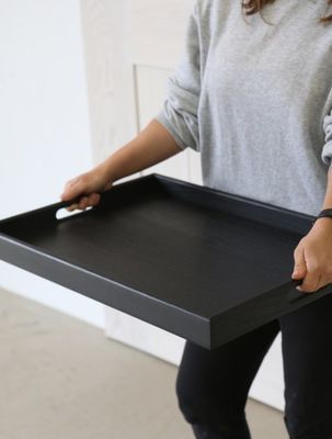 Rectángulo de madera de nuez bandeja de servicio con asas Como su solicitud de nuez mesa de café