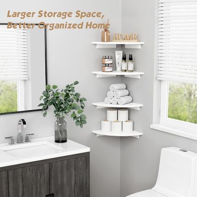 Decoración de sala de estar personalizada Conjunto de 4 esquinas redondas y blancas estanterías flotantes de libros para pared