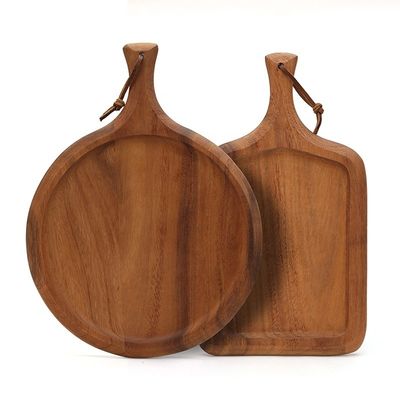 bandeja de pizza de madera redonda de 13 pulgadas con diseño de viento contratado y material ecológico