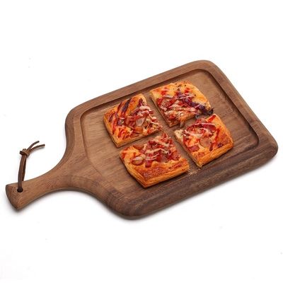 bandeja de pizza de madera redonda de 13 pulgadas con diseño de viento contratado y material ecológico
