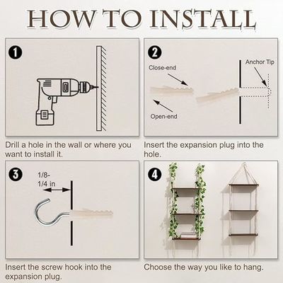 Muebles para el hogar Estante colgante de pared de macrame de 3 niveles con estanterías de almacenamiento flotantes de madera